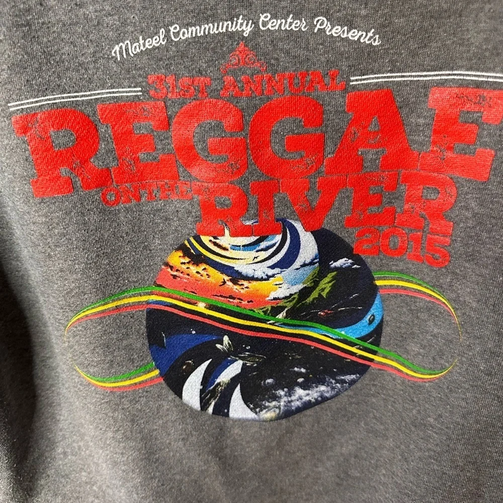 Gray and Black 2 tone Large  Reggae on the River  Zip-Up Hoodie